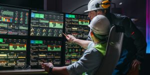 Operator supervising HMI systems on the plant floor. Real Capability