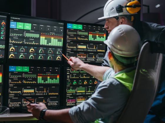 Operator supervising HMI systems on the plant floor. Real Capability